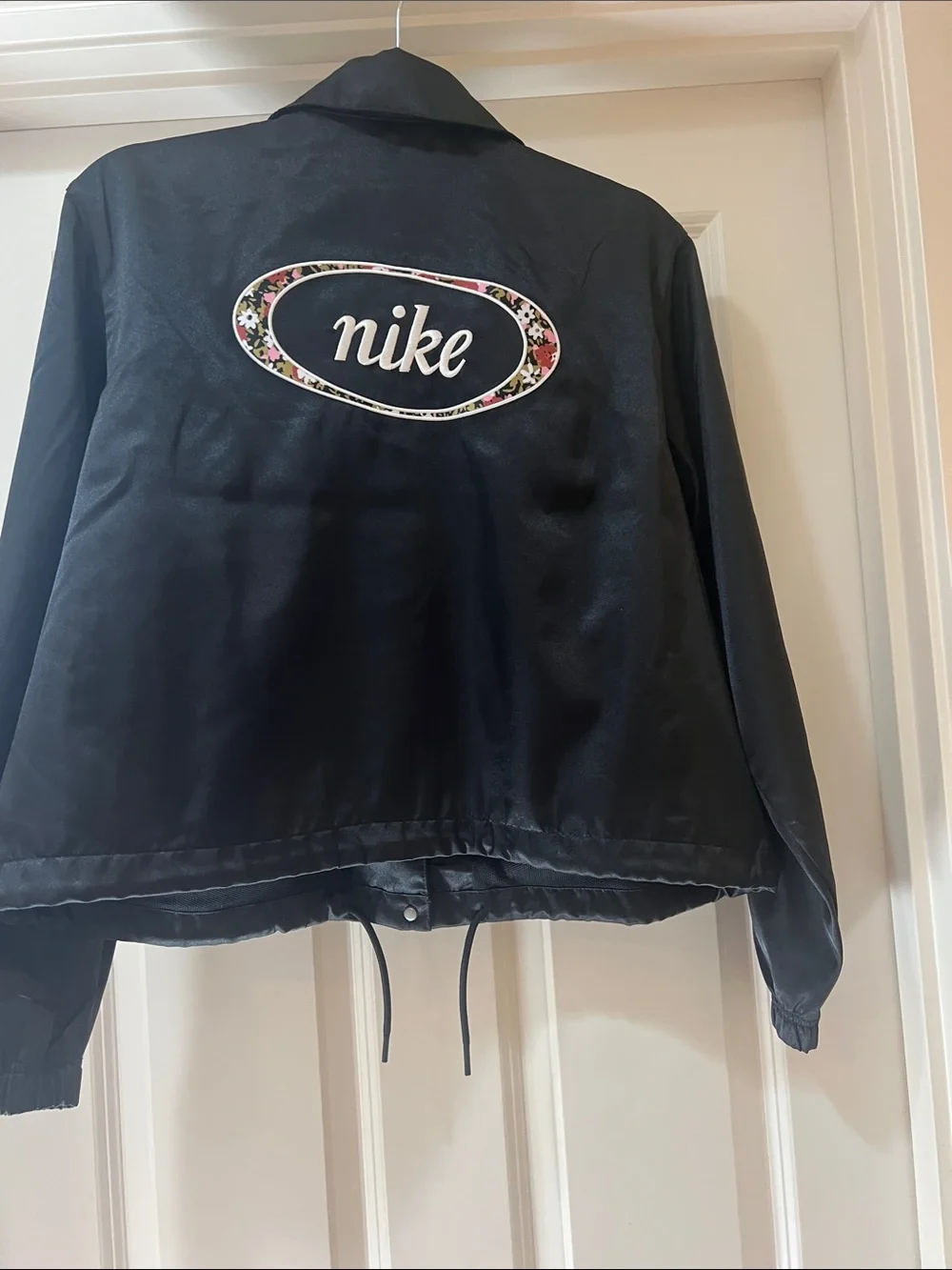 Nike Black Coaches Jacket with White & Red Swoosh Patch